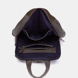 Mochila en piel y serraje gris