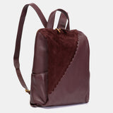 Mochila en piel y serraje burdeos