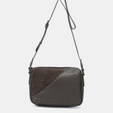 Bandolera en piel y serraje gris