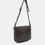 Bandolera en piel y serraje gris
