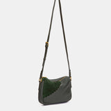 Bandolera en piel y serraje verde