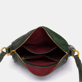 Bandolera en piel y serraje verde