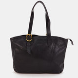 Shopper bag in black leather