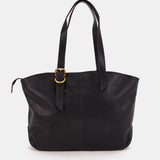 Shopper bag in black leather
