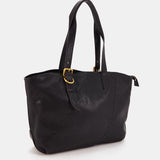 Shopper bag in black leather