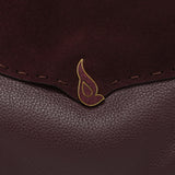 Burgundy leather and suede shoulder bag