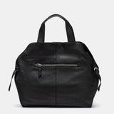 Bolso de mano en piel negra