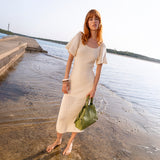 Bolso de mano en piel verde