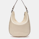 Bolso de hombro en piel y serraje beige