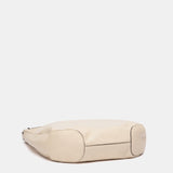 Bolso de hombro en piel y serraje beige