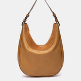 Cognac leather and suede shoulder bag