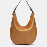 Cognac leather and suede shoulder bag