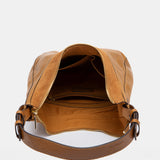 Cognac leather and suede shoulder bag
