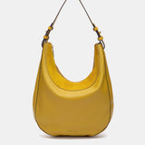 Bolso de hombro en piel y serraje amarillo