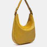 Bolso de hombro en piel y serraje amarillo