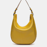 Bolso de hombro en piel y serraje amarillo