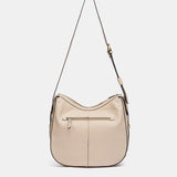 Beige leather shoulder bag