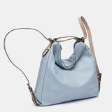 Multifunktionale Tasche aus hellblauem Leder