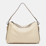 Beige leather shoulder bag