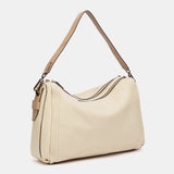 Beige leather shoulder bag