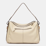 Beige leather shoulder bag