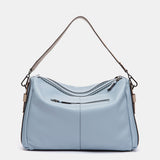 Light blue leather shoulder bag
