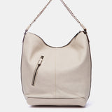 Bolso de hombro en piel beige