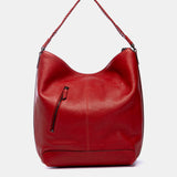 Red leather shoulder bag