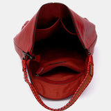 Red leather shoulder bag