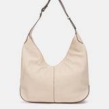 Bolso de hombro en piel y serraje beige