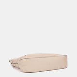 Bolso de hombro en piel y serraje beige