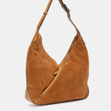 Bolso de hombro en piel y serraje cognac