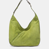 Bolso de hombro en piel y serraje verde