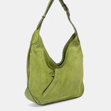 Bolso de hombro en piel y serraje verde