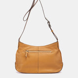 Cognac leather and suede crossbody bag