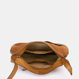Cognac leather and suede crossbody bag