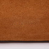 Cognac leather and suede crossbody bag