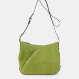 Green leather and suede crossbody bag