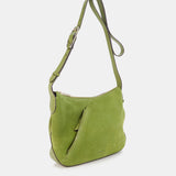 Green leather and suede crossbody bag