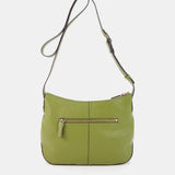 Green leather and suede crossbody bag