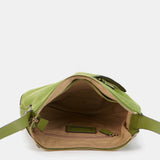 Green leather and suede crossbody bag
