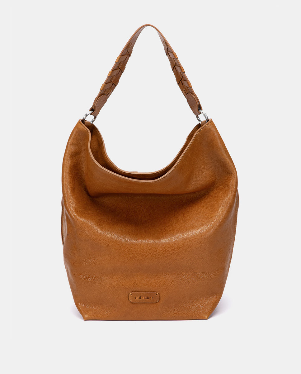 Bolso de hombro en piel cognac en Abbacino