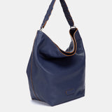 Blaue Umhängetasche aus Leder