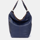 Blaue Umhängetasche aus Leder