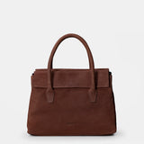 Handtasche aus braunem Leder.