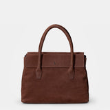 Handtasche aus braunem Leder.