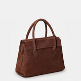 Handtasche aus braunem Leder.