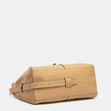 Bolso de hombro en piel y serraje beige