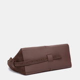 Bolso de hombro en piel y serraje marrón