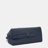 Bolso de hombro en piel y serraje azul